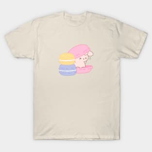 Adorable Bunny Rabbit Nestled Inside a Giant Macaroon - A Sweet Fantasy! T-Shirt